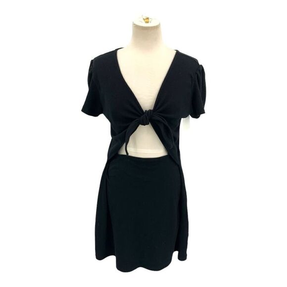 Abound Black Tie Front Rib Knit Dress Size XL NWOT - Picture 1 of 8